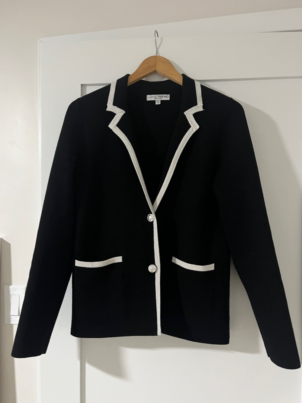 Lovetrend Black Blazer Jacket with glitter White Trim